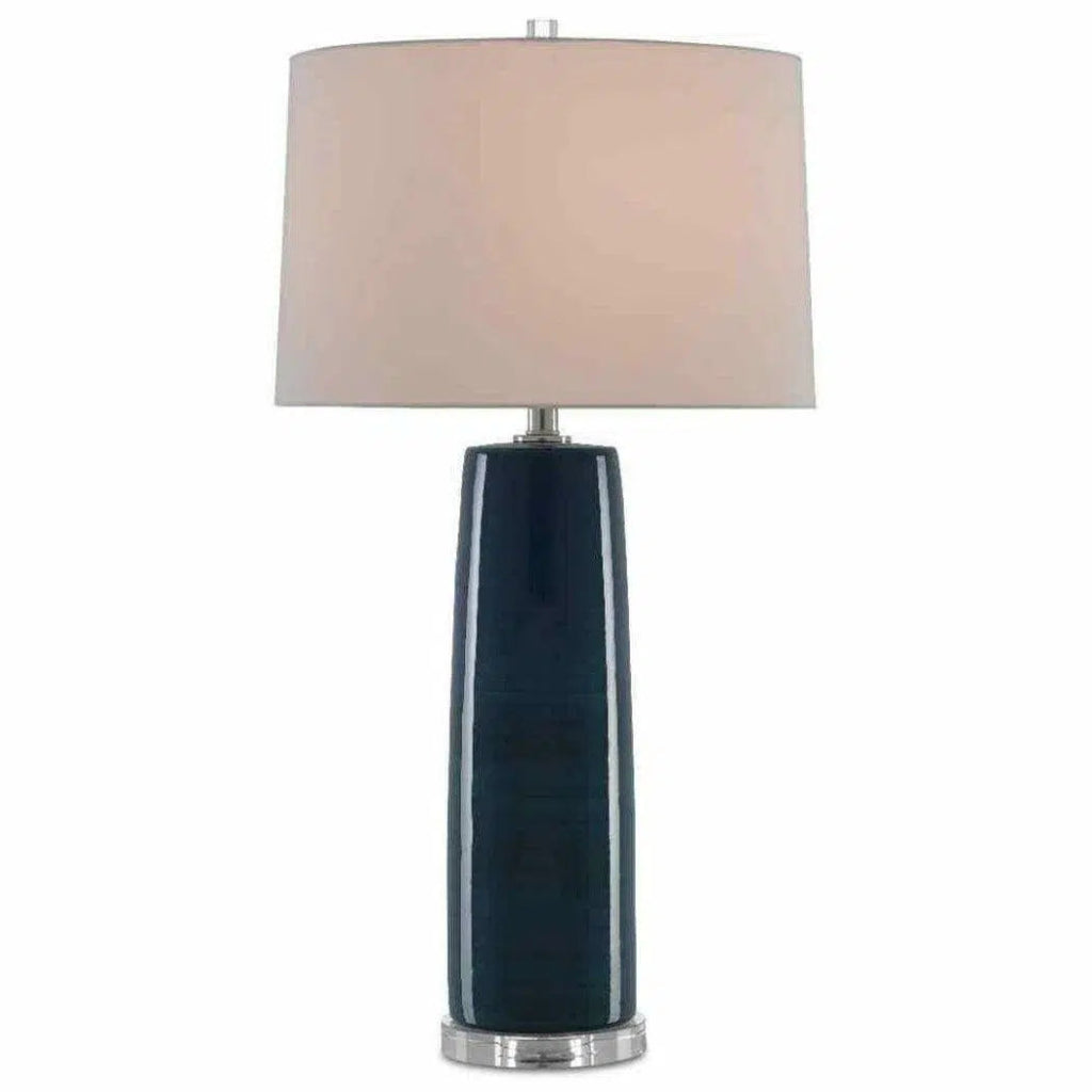 Navy Polished Nickel Azure Table Lamp - LOOMLAN - Currey & Co - Table Lamps