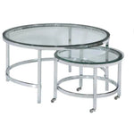 Nested Round Coffee Table Glass Top 2 PC set - LOOMLAN - Bassett Mirror - Coffee Tables