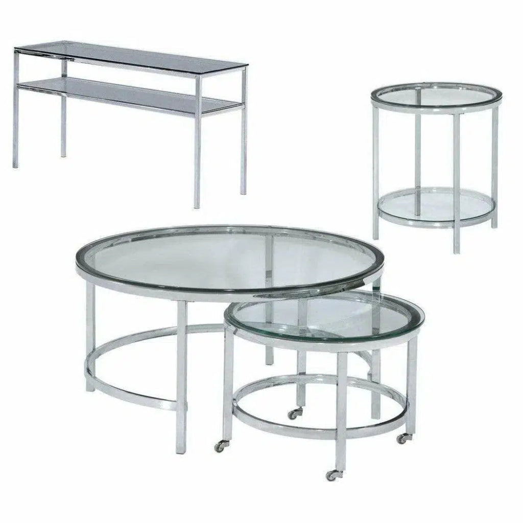 Nested Round Coffee Table Glass Top 2 PC set - LOOMLAN - Bassett Mirror - Coffee Tables