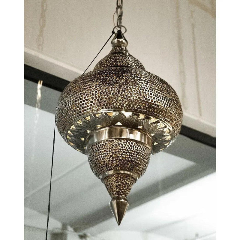 Nickel Copper Lacquer Amber Tangiers Pendant - LOOMLAN - Currey & Co - Pendants
