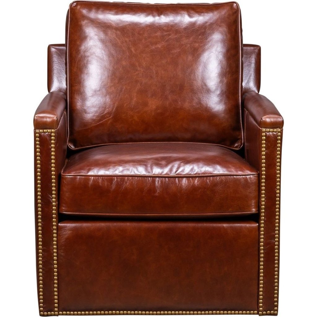 Nina Leather Stylish Comfort Swivel Chair - LOOMLAN - Olivia + Quinn - Club Chairs