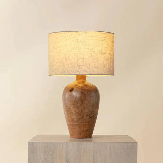 Noboli Table LampWood Base & Linen Shade - LOOMLAN - Table Lamps