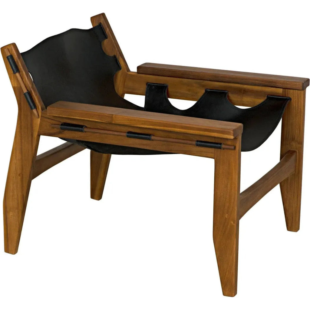 Nomo Chair, Teak with Leather - LOOMLAN - Noir - Accent Chairs