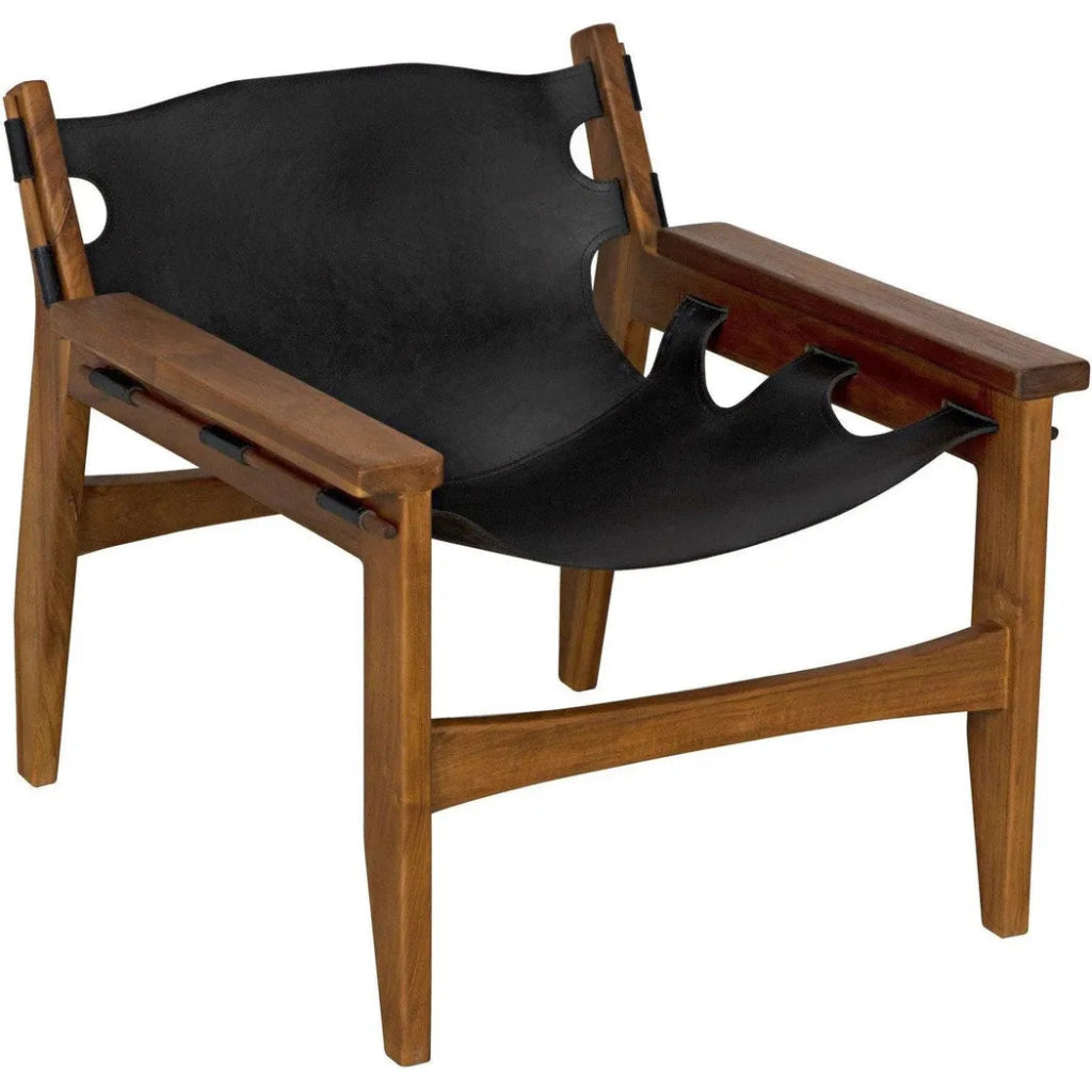 Nomo Chair, Teak with Leather - LOOMLAN - Noir - Accent Chairs