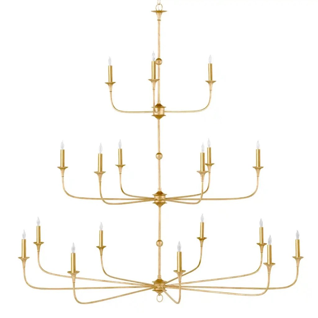 Nottaway Gold Wrought Iron Chandelier - LOOMLAN - Currey & Co - Chandeliers