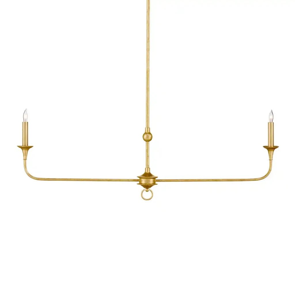 Nottaway Linear Gold Wrought Iron Chandelier - LOOMLAN - Currey & Co - Chandeliers