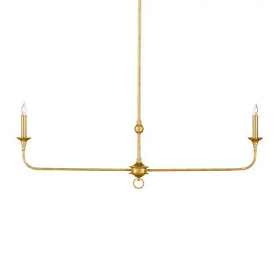 Nottaway Linear Gold Wrought Iron Chandelier - LOOMLAN - Currey & Co - Chandeliers