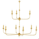 Nottaway Two - Tier Gold Wrought Iron Chandelier - LOOMLAN - Currey & Co - Chandeliers