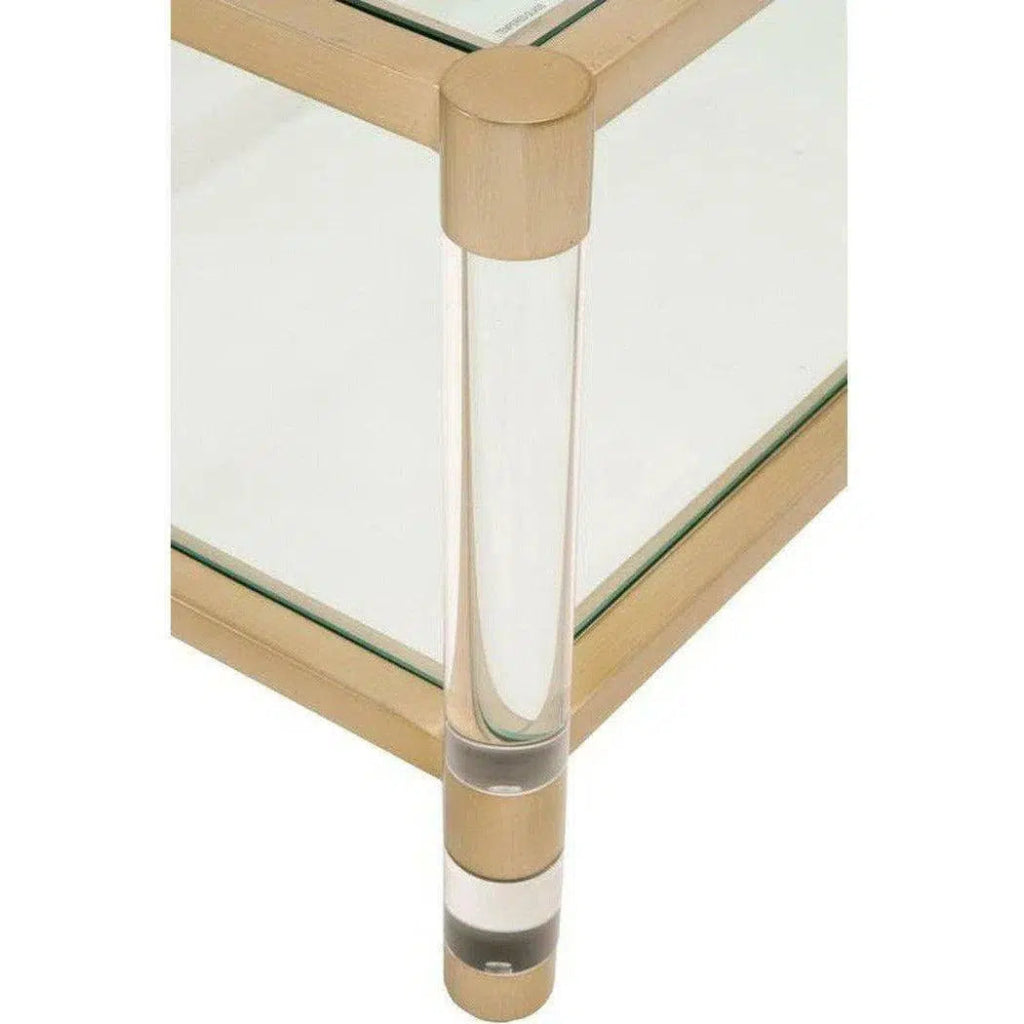 Nouveau Coffee Table With Shelves Brass Lucite Glass - LOOMLAN - Essentials For Living - Coffee Tables