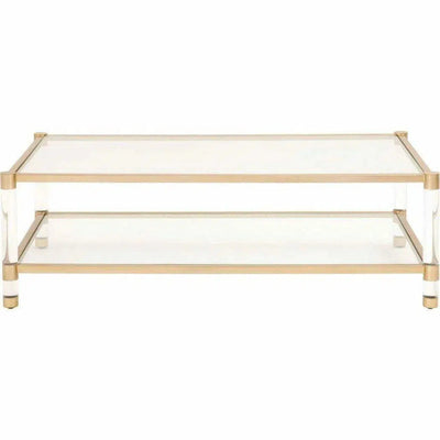 Nouveau Coffee Table With Shelves Brass Lucite Glass - LOOMLAN - Essentials For Living - Coffee Tables