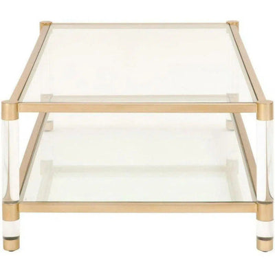 Nouveau Coffee Table With Shelves Brass Lucite Glass - LOOMLAN - Essentials For Living - Coffee Tables