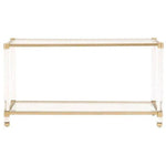 Nouveau Console Table With Shelves Brass Lucite Glass - LOOMLAN - Essentials For Living - Console Tables