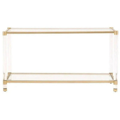 Nouveau Console Table With Shelves Brass Lucite Glass - LOOMLAN - Essentials For Living - Console Tables