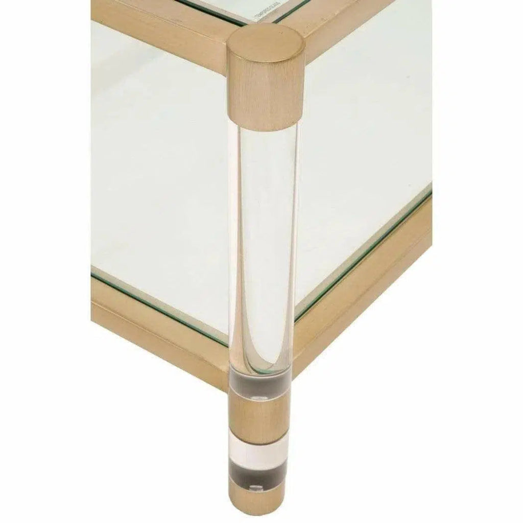 Nouveau End Table With Shelves Brass Lucite Glass - LOOMLAN - Essentials For Living - Side Tables