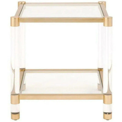 Nouveau End Table With Shelves Brass Lucite Glass - LOOMLAN - Essentials For Living - Side Tables