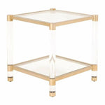 Nouveau End Table With Shelves Brass Lucite Glass - LOOMLAN - Essentials For Living - Side Tables