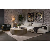 Oberon Wooden Travertine Round Coffee Table - LOOMLAN - SUNPAN - Coffee Tables