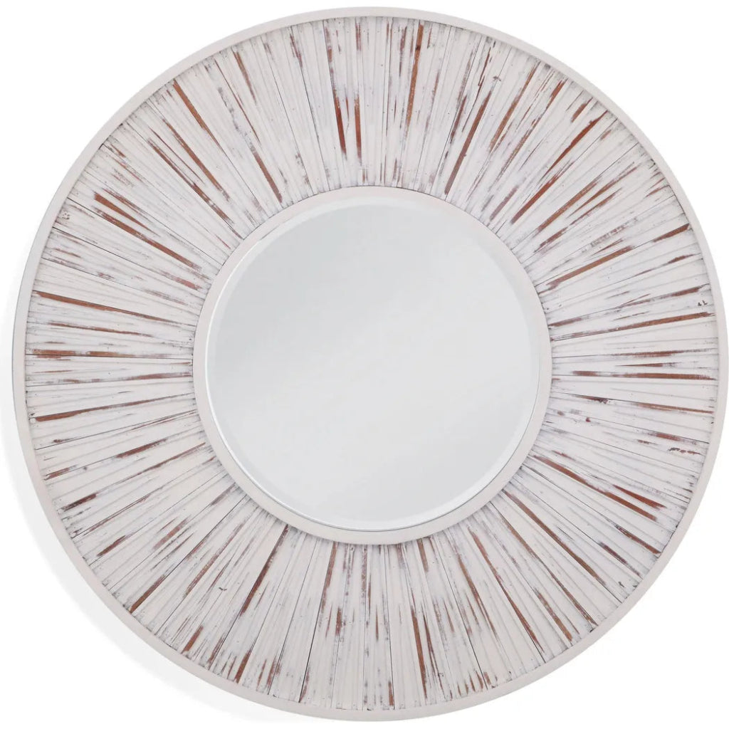 Ojos Round Wood White Wall Mirror - LOOMLAN - Wall Mirrors