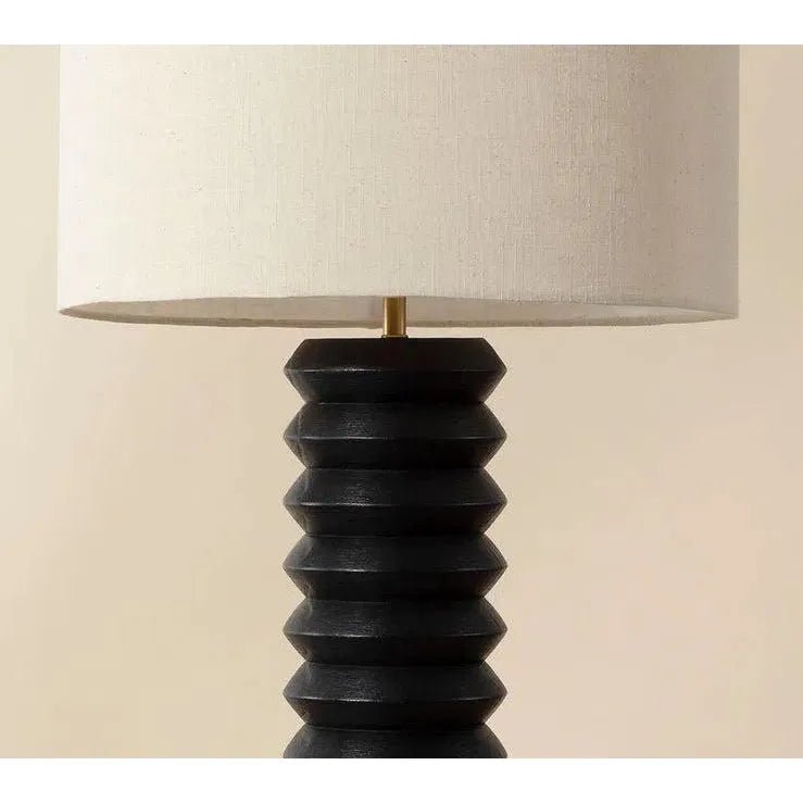 Oletto Table Lamp Beige Shade & Black Base - LOOMLAN - SUNPAN - Table Lamps