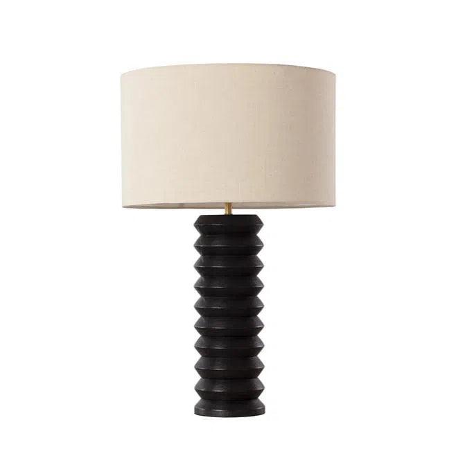 Oletto Table Lamp Beige Shade & Black Base - LOOMLAN - SUNPAN - Table Lamps