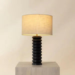 Oletto Table Lamp Beige Shade & Black Base - LOOMLAN - SUNPAN - Table Lamps