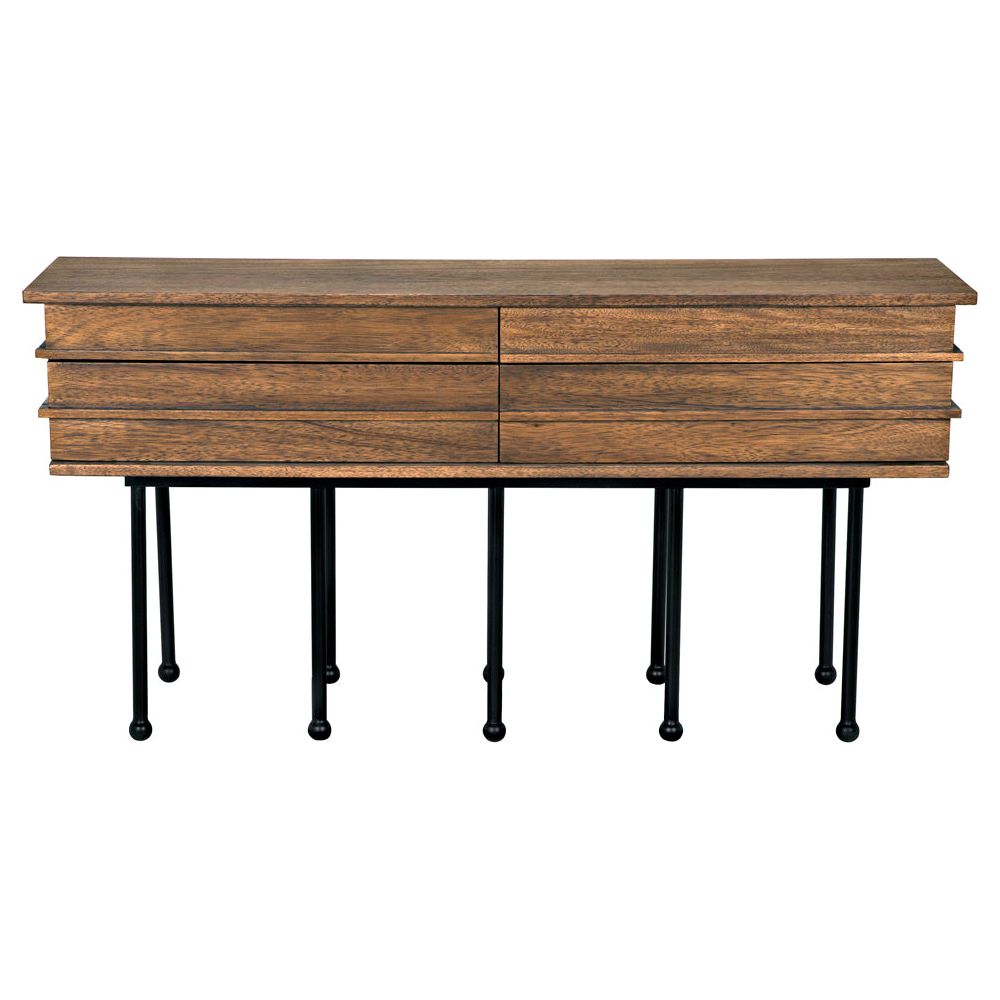 Oliver Steel Base Wooden Console Table - LOOMLAN - Console Tables