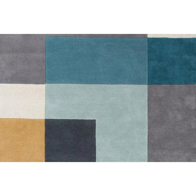 Ometri Aqua Blue 100% Wool Rug Design - LOOMLAN - Linie Design - Area Rugs