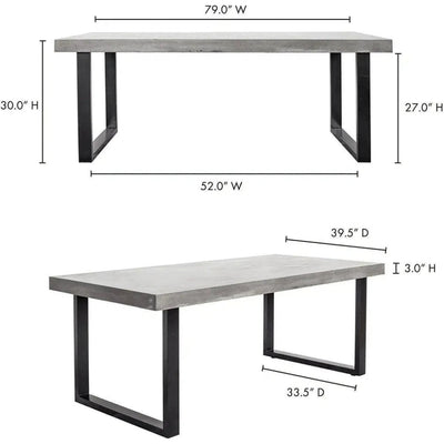 Outdoor Dining Table Large Grey - LOOMLAN - Moe's Home - Outdoor Dining Tables