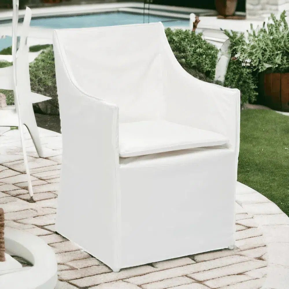 Outdoor Slipcover White Dining Armchair Performance - LOOMLAN - Artesia - Outdoor Dining Chairs