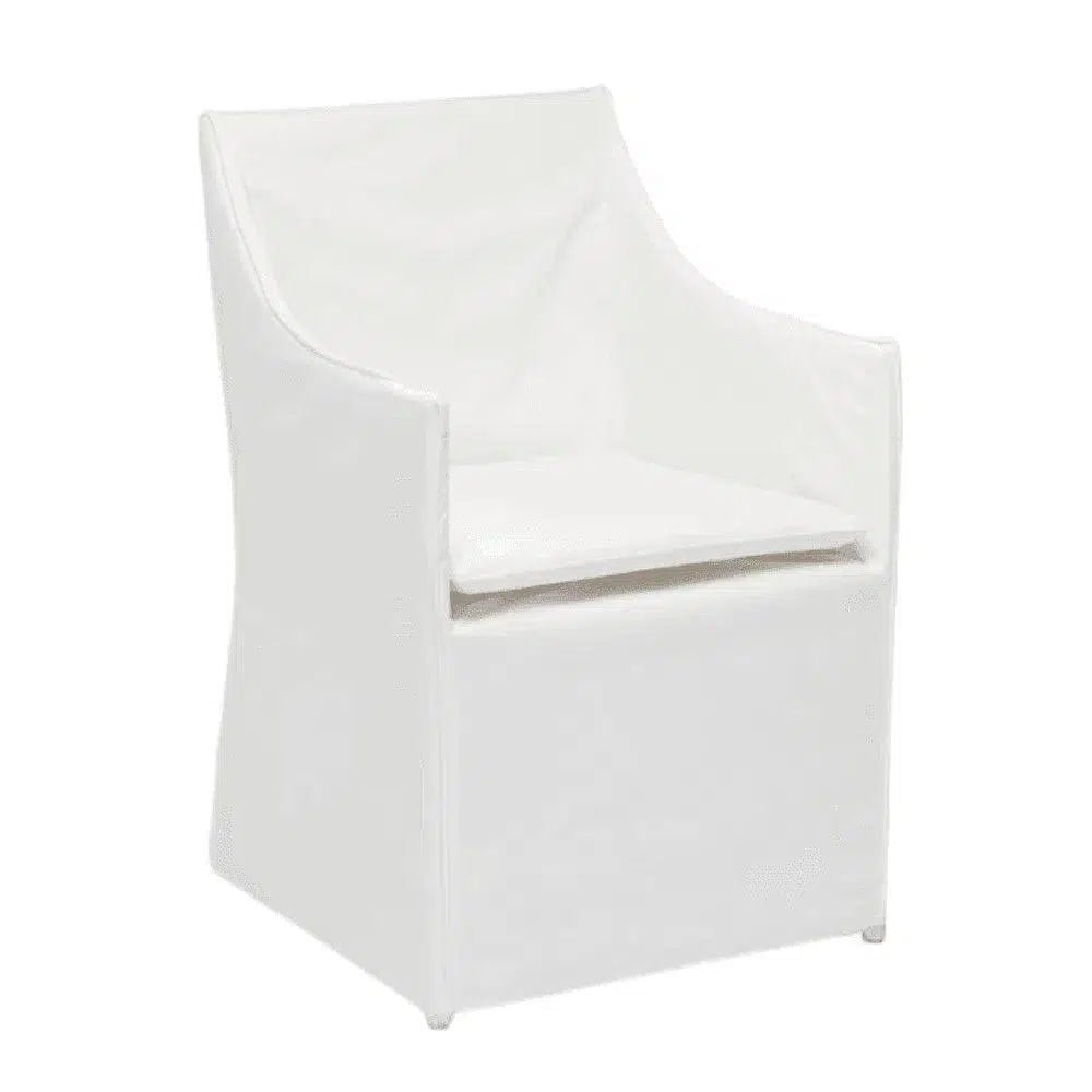 Outdoor Slipcover White Dining Armchair Performance - LOOMLAN - Artesia - Outdoor Dining Chairs