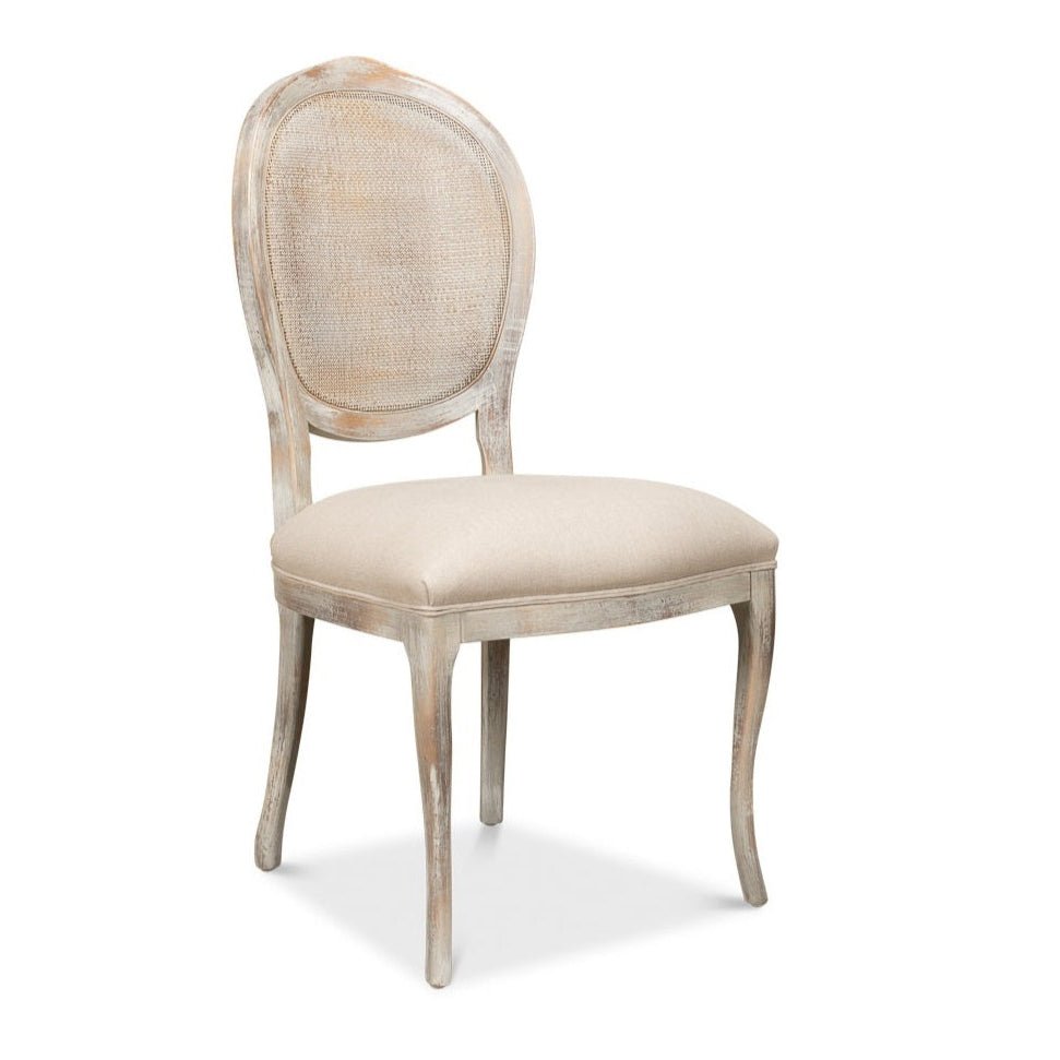 Oval Cane Back Armless Side Chair 2PC - LOOMLAN - Sarreid - Accent Chairs