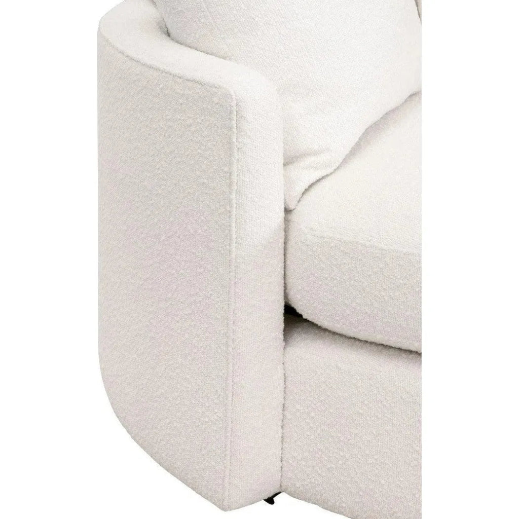 Oversized White Boucle Swivel Chair & A Half - LOOMLAN - Essentials For Living - Club Chairs