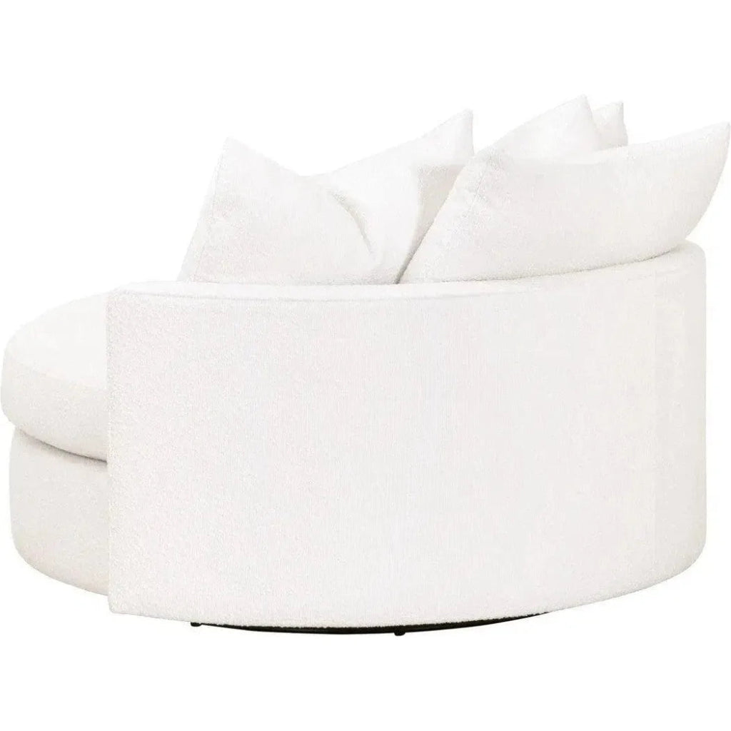 Oversized White Boucle Swivel Chair & A Half - LOOMLAN - Essentials For Living - Club Chairs