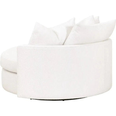 Oversized White Boucle Swivel Chair & A Half - LOOMLAN - Essentials For Living - Club Chairs