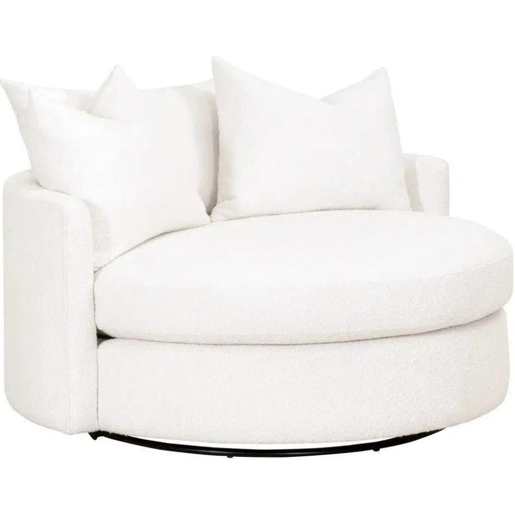 Oversized White Boucle Swivel Chair & A Half - LOOMLAN - Essentials For Living - Club Chairs