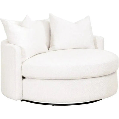 Oversized White Boucle Swivel Chair & A Half - LOOMLAN - Essentials For Living - Club Chairs