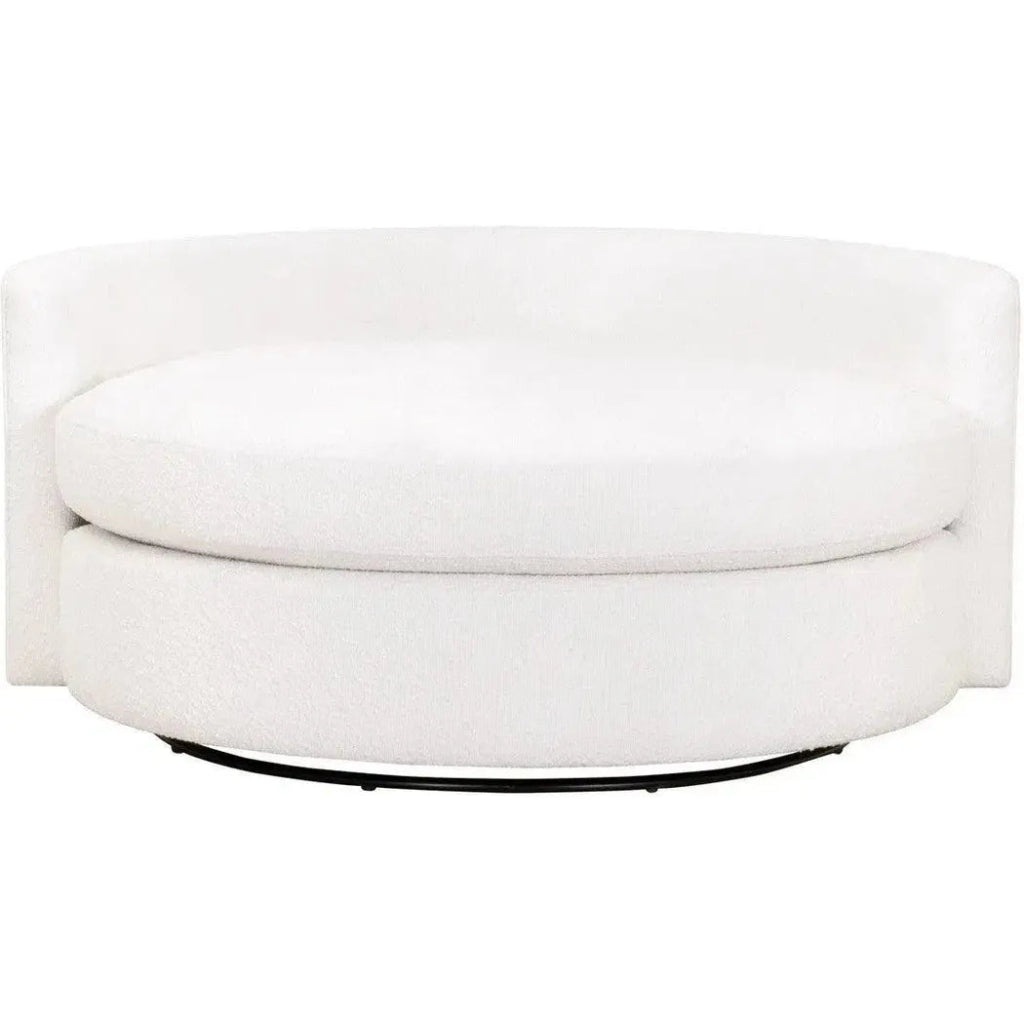 Oversized White Boucle Swivel Chair & A Half - LOOMLAN - Essentials For Living - Club Chairs