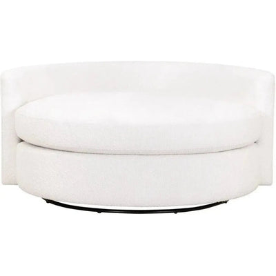 Oversized White Boucle Swivel Chair & A Half - LOOMLAN - Essentials For Living - Club Chairs