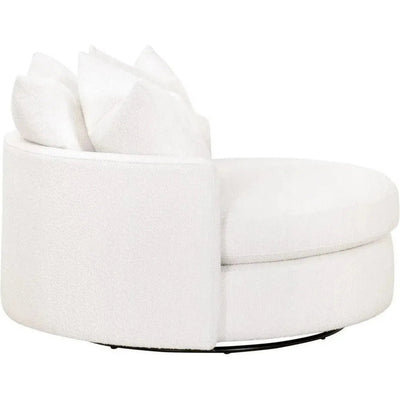 Oversized White Boucle Swivel Chair & A Half - LOOMLAN - Essentials For Living - Club Chairs