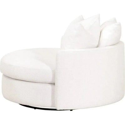 Oversized White Boucle Swivel Chair & A Half - LOOMLAN - Essentials For Living - Club Chairs