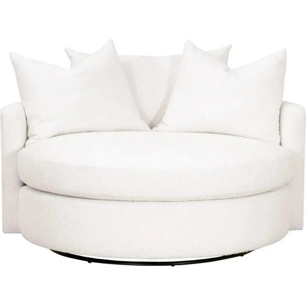 Oversized White Boucle Swivel Chair & A Half - LOOMLAN - Essentials For Living - Club Chairs