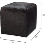 Ox Brown Square Leather Cowhide Ottoman - Small - LOOMLAN - Jamie Young - Ottomans