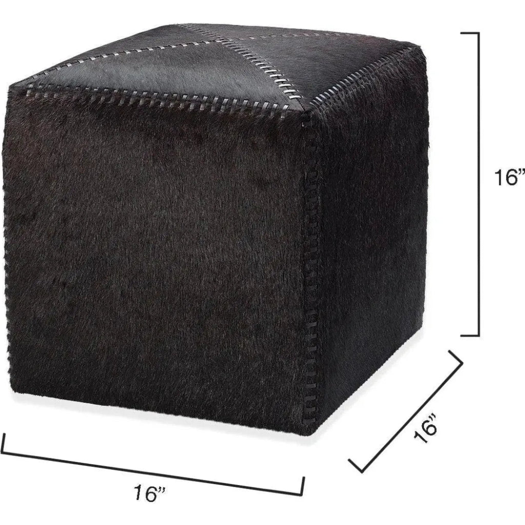 Ox Brown Square Leather Cowhide Ottoman - Small - LOOMLAN - Jamie Young - Ottomans