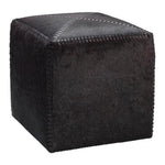 Ox Brown Square Leather Cowhide Ottoman - Small - LOOMLAN - Jamie Young - Ottomans