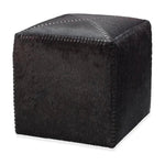 Ox Brown Square Leather Cowhide Ottoman - Small - LOOMLAN - Jamie Young - Ottomans