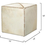 Ox White Square Leather Cowhide Ottoman - Small - LOOMLAN - Jamie Young - Ottomans