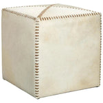 Ox White Square Leather Cowhide Ottoman - Small - LOOMLAN - Jamie Young - Ottomans