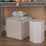 Ox White Square Leather Cowhide Ottoman - Small - LOOMLAN - Jamie Young - Ottomans