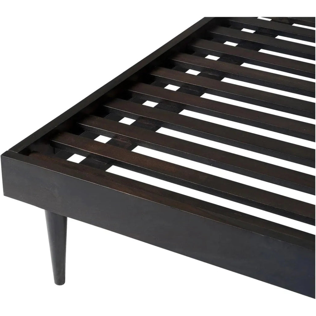 Pablo Solid Sheesham Black Wooden Bed Frame - LOOMLAN - Moe's Home - Beds