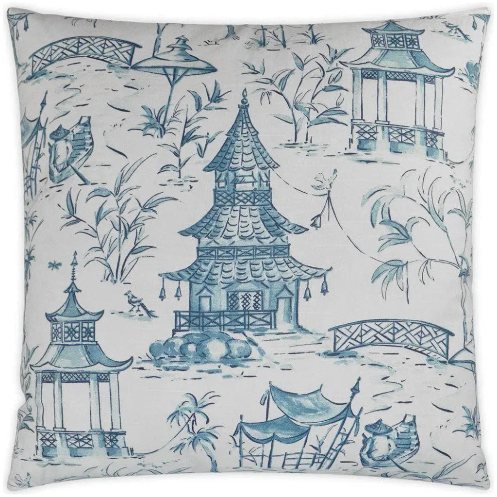 Pagodas Blue Throw Pillow With Insert - LOOMLAN - D.V. Kap - Throw Pillows